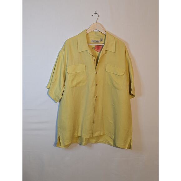 tommy bahama yellow button up collared vacation dress shirt plus size 2xl xxl - Picture 1 of 5